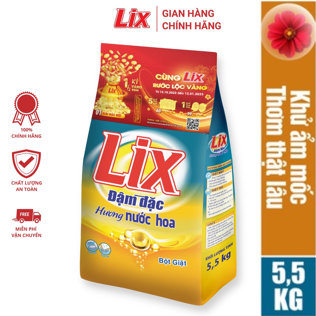 Ảnh Bột giặt Lix đậm đặc hương nước hoa thơm mát 5,5 Kg PD575 giúp loại bỏ ẩm mốc làm sạch mọi vết bẩn cứng đầu giữ quần áo 2