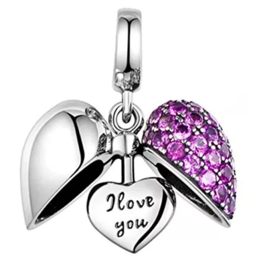 Hạt Charm Màu Bạc Hình Trái Tim / Bông Hoa / Trái Tim Màu Sắc Xinh Xắn Dùng Làm Mặt Dây Chuyền / Tai