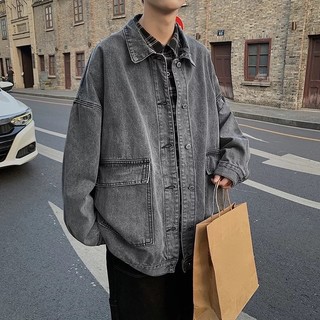 Áo Khoác Jeans Túi Hộp From Rộng Màu Xanh Và Xám, Áo Bò Phong Cách Hàn Quốc Thời Trang Unisex