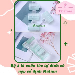 Bộ 4 lô cuốn tóc tự dính có nẹp cố định Malian xanh mint