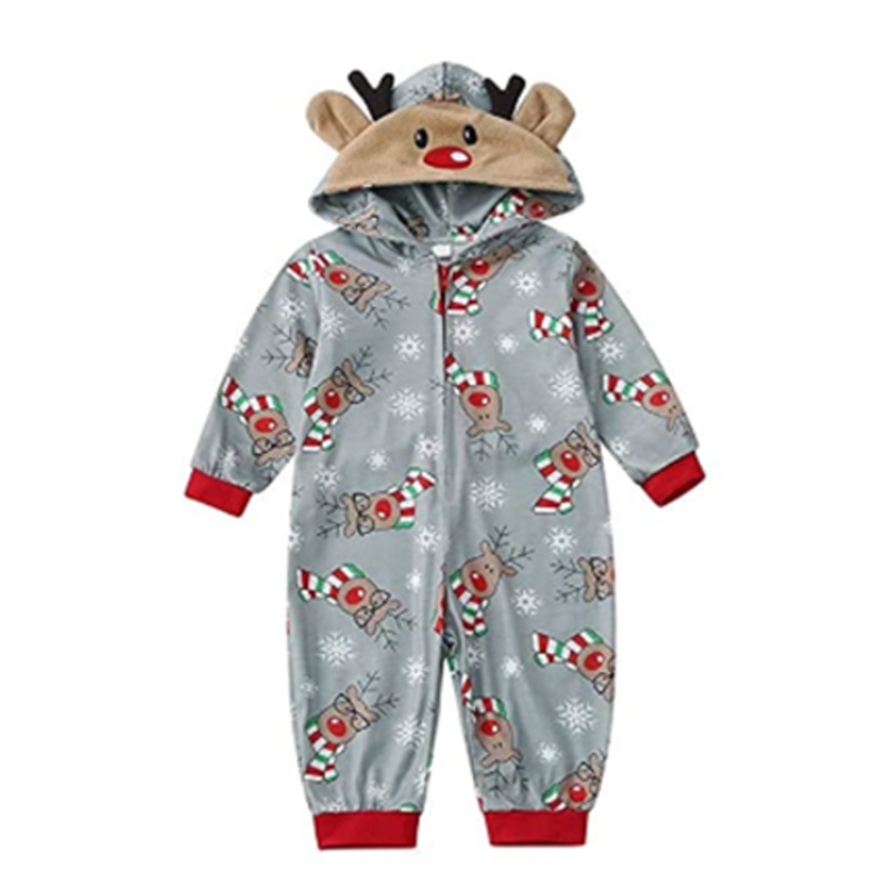 Dassbsug Gia Đình Cho Onesies Bộ Đồ Ngủ Nai Sừng Tấm Dễ Thương Có Mũ Trùm Đầu Giáng Sinh Áo liền quần Romp
