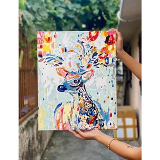 [TỔNG HỢP] Tranh Tô Màu Theo Số Madoca Khung 40x50cm Hươu Tuần Lộc