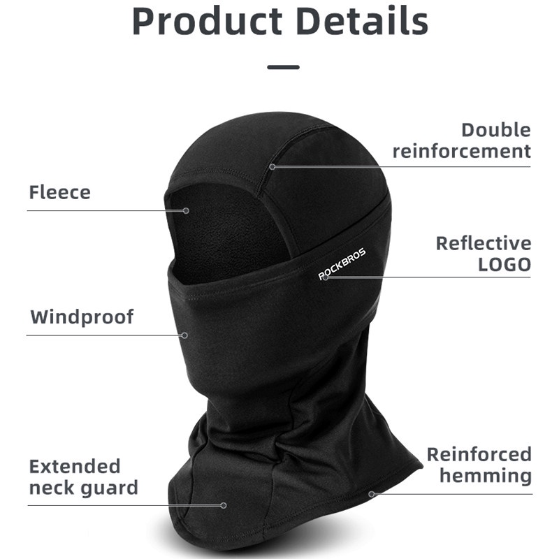 Rockbros Balaclava Mặt Nạ Lông Cừu Cho Mùa Đông, Chống Gió & Giữ Nhiệt - Phù Hợp Đi Xe Đạp, Trượt Tuyết