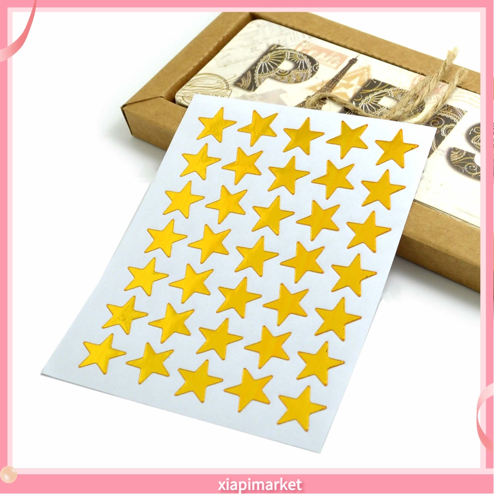 Set 10 Tờ Sticker Hình Ngôi Sao Năm Cánh Xinh Xắn Dùng Trang Trí