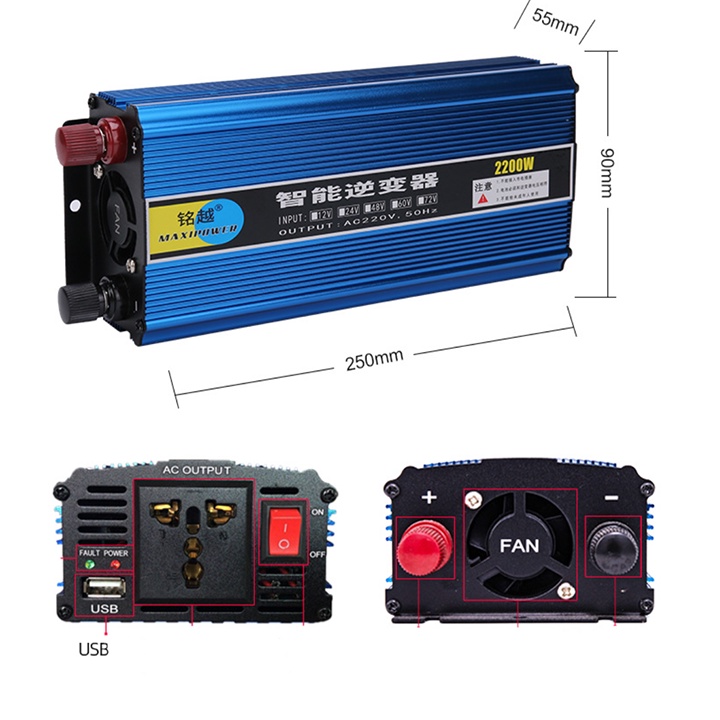 Máy kích điện 12v lên 220v MAXIPOWER 2000W sử dụng thiết bị gia đình lúc khẩn cấp