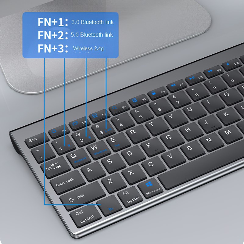 Bàn phím không dây mini W160 - pin sạc - đa kết nối bluetooth 5.0 + 3.0 + Usb wireless 2.4G | BigBuy360 - bigbuy360.vn