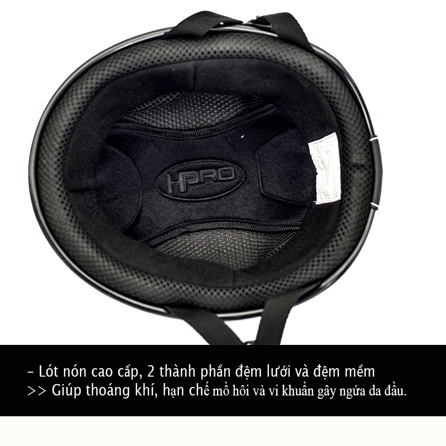 Ảnh Mũ bảo hiểm nửa đầu Hpro helmet cao cấp, kèm kính phi công, có tai mèo cute, thời trang, cá tính, FreeSize (54-58cm) 2
