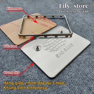 Biển số xe máy viền inox hàng dày và đẹp đầy đủ 3 món KHÔNG SỦ DỤNG ĐƯỢC XE ĐIỆN, XE PIAGGIO