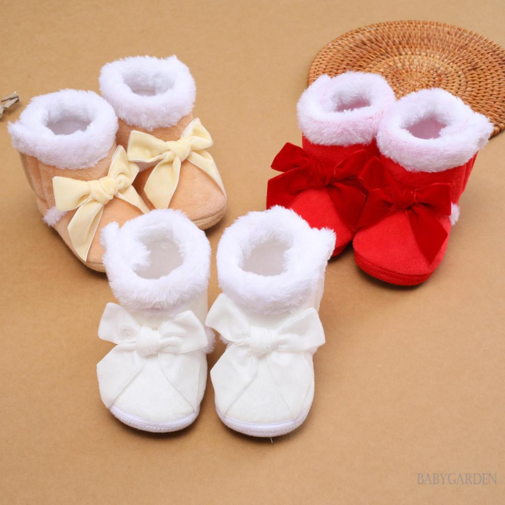Giày Bốt Đế Mềm Chống Trượt Giữ Ấm Mùa Đông Cho Bé Gái 0-12 Tháng Tuổi