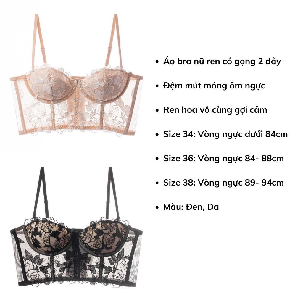 Áo ngực ren Cao Cấp gợi cảm sexy, áo lót nữ có gọng đệm mút nâng ngực tạo khe quyến rũ 438