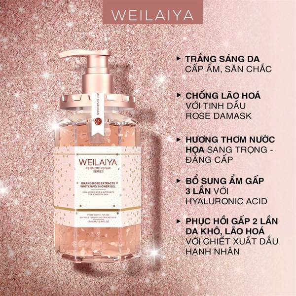 Sữa Tắm Trắng Da Cánh Hoa Hồng DAMASK WEILAIYA 450ml, Wings Shop