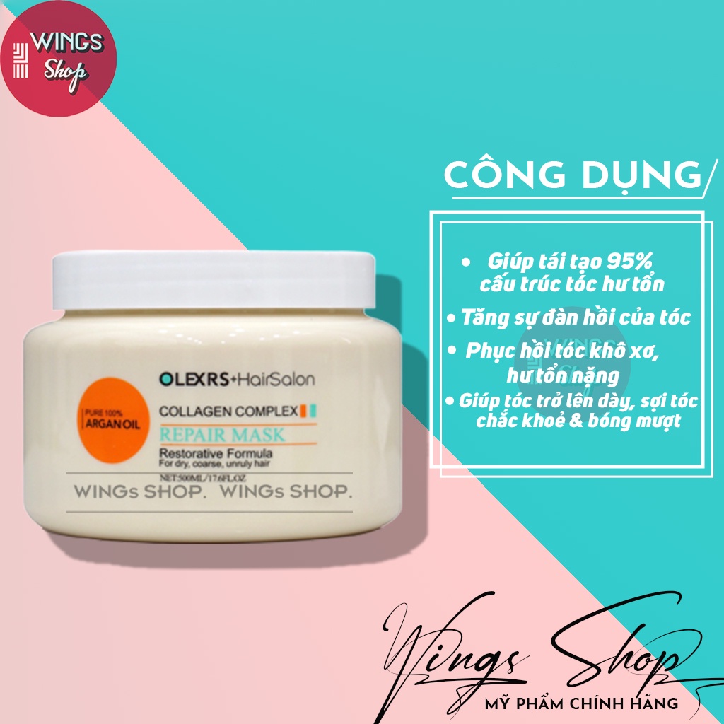 Kem Ủ Tóc, Hấp Tóc Olexrs Phục hồi tóc, Cho tóc chắc khoẻ, Mềm Mượt Chuẩn Salon 500ml, Wings Shop