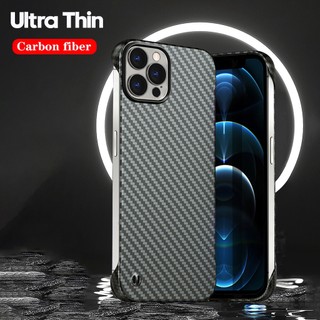 Ốp Lưng Sợi Carbon Mờ Không Khung Siêu Mỏng Cho iPhone 14 ProMax 13 12 Mini 11 Pro Max I Điện Thoại 13 ProMax Bao K01