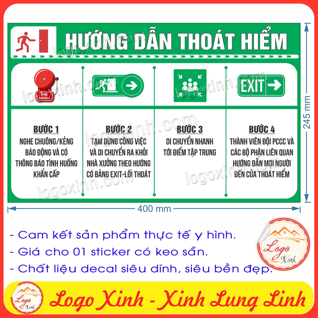 Logo Tem Sticker Bảng Hướng Dẫn Thoát Hiểm Trong Tình Huống Hỏa Hoạn ...
