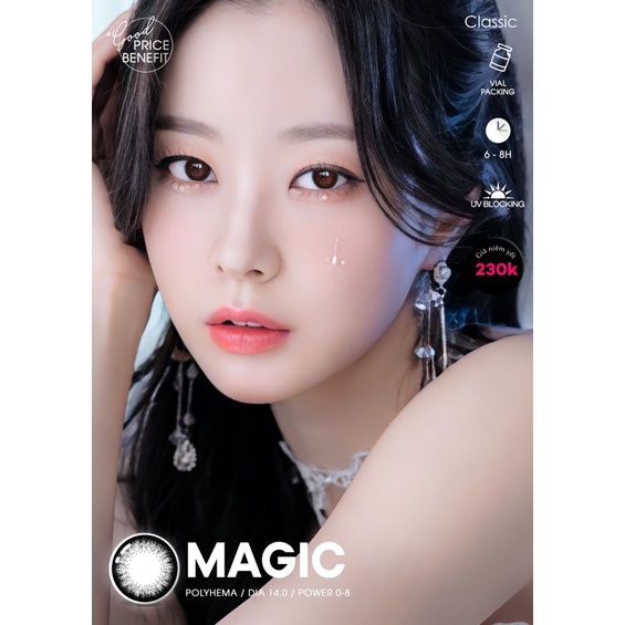 Lens đen giãn tròng 14.5mm Magic black có cận 6 Tháng Hàn Quốc Gamilens