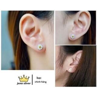 bông tai cúc họa mi , chốt chắc chắn , bạc chuẩn sáng - jena sliver