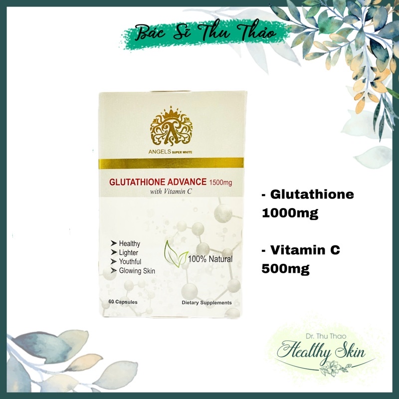glutathione advanced 1500mg with vitamin c 60viên] VIÊN UỐNG HỖ TRỢ SẠM DA, SÁNG DA GLUTATHIONE ADVANCE ANGELS SUPER  WHITE