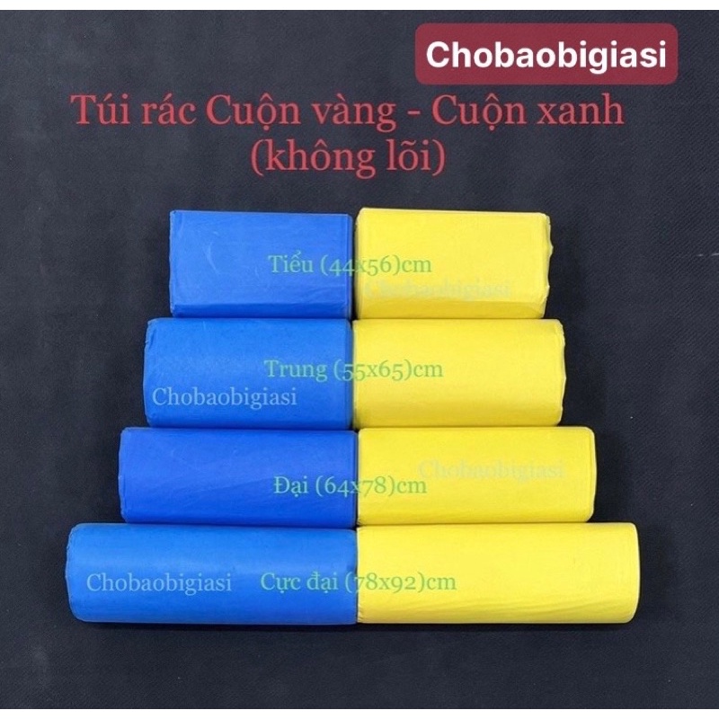 {1kg/size} _Túi rác xanh, túi rác vàng dạng cuộn không lõi, hàng đẹp ...