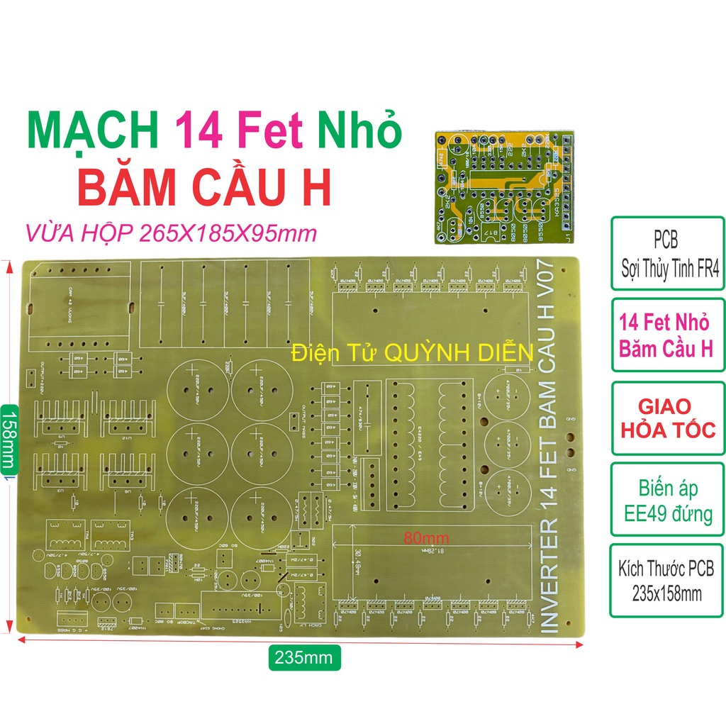 PCB 14 fet nhỏ cách li băm cầu H, bo mạch kích điện phíp sợi thủy tinh ...