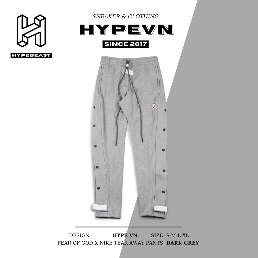 Qu n n Fear Of God FOG x Nike NBA Tear Away Snap Pants Form US UK HYPE STREET WEAR Phien b n high quality