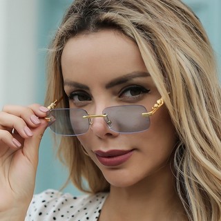Retro Hàn Quốc Kính Mát Bên Biển Cheetah Trang Trí Kính Mắt Không Khung Chống Tia UV400 Gradient Sắc Thái Cắt Ống Kính Thanh Lịch Bên Ngoài Dành Cho Nữ Nam Không Vành Sắc Thái / Nhiều Màu