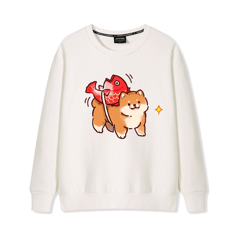 Áo Sweater Nữ HappyFamily In Hình Chú Chó & Con Cá Đáng Yêu Chất Cotton 100 Cao Cấp