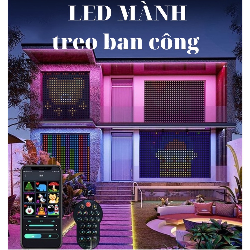 Led rèm mành điều khiển trên điện thoại 100 hiệu ứng và chạy chữ ...