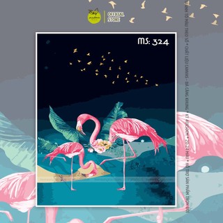 Tranh tô màu 40x50cm có khung hạc đêm T324