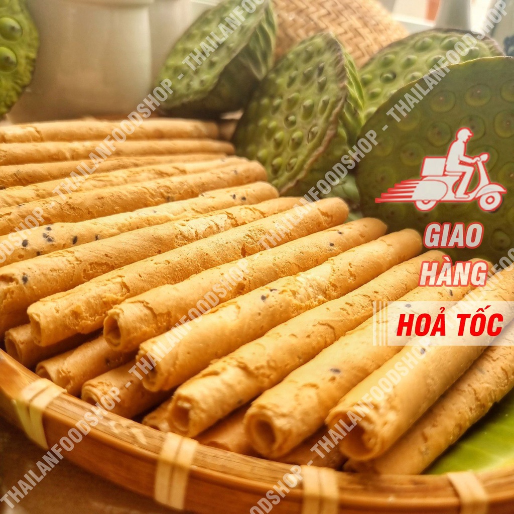 Bánh Ống Mè Nước Cốt Dừa ( Bánh Quế Dừa Hương Vani ) - Lon 250gram ...