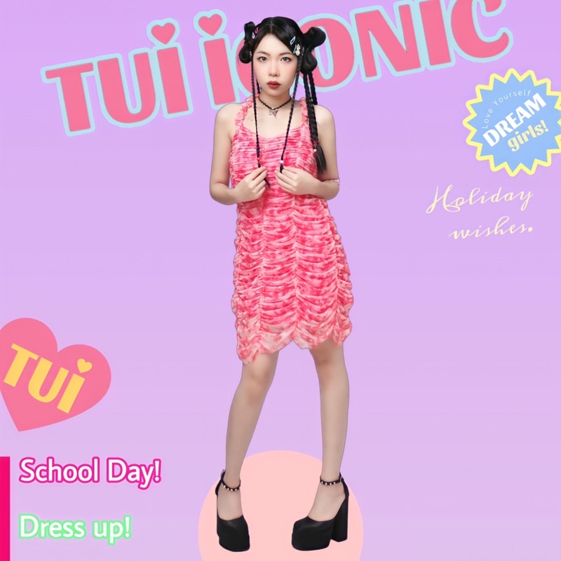 Đầm Lưới Loang Màu Hai Dây Nhúng Thun TUI ICONIC | Shopee Việt Nam