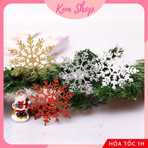 Hoa tuyết, bông tuyết, quả thông trang trí cây thông Noel Giáng sinh Christmas - Kem Shop K223