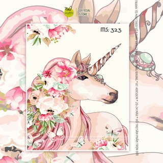 Tranh tô màu 40x50cm có khung unicorn hoa T323
