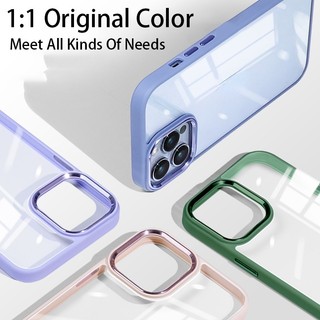 Ốp Điện Thoại Armor Cứng Viền Kim Loại Chống Sốc Màu Kẹo Trong Suốt Sang Trọng Cho iPhone 13 12 11 Pro Max X XR XS 7 8 Plus SE2