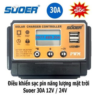 Bộ điều khiển sạc năng lượng mặt trời Suoer PWM 30A 12V / 24V