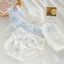YB1 Đồ lót cô gái ngọt ngào gấu dễ thương màu xanh giữa eo tập tin cotton in hoạt hình quần đùi học sinh BY1