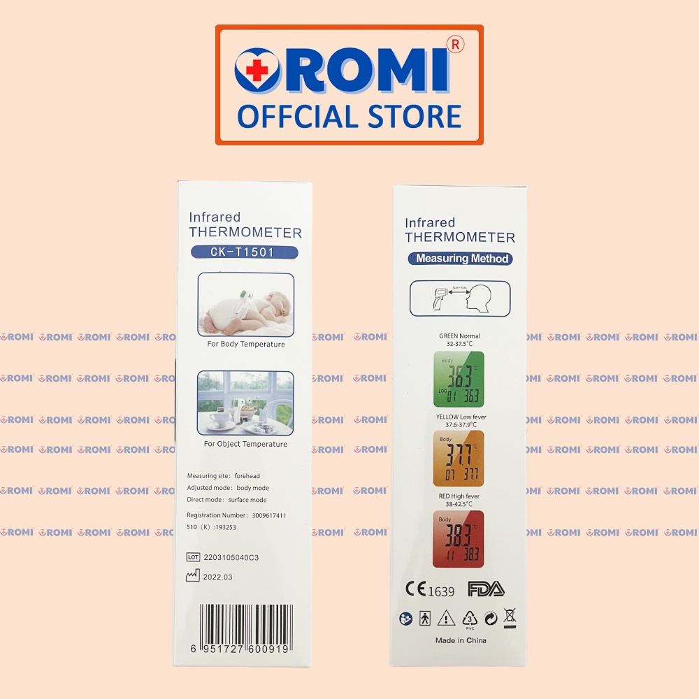 Nhiệt kế điện tử hồng ngoại OROMI CK-T1501 - Máy đo thân nhiệt - Hàng chính hãng