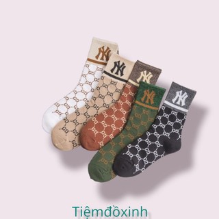 Tất cao cổ kim tuyến chữ, vớ đeo chân chất cotton dày dặn phong cách Hàn Quốc dành cho nam nữ