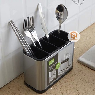 Ống Cắm Đũa, Thìa, Muỗng 2740, Inox 304 Cao Cấp 4 Ngăn Sang Trọng Cho Gian Bếp Cam Homeware