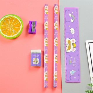 3 Bộ 5 Kèm Quai Dụng Cụ Học Tập Dễ Thương - Thỏ Hồng VPP