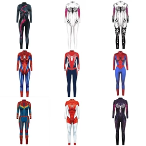 Áo liền quần cosplay nữ bằng polyester co giãn, thiết kế người nhện, Harley Quinn và Iron Man