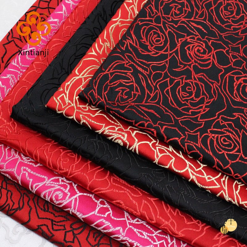 Rượng Hoa Hồng Jacquard Thổ Cẩm Lụa cho Đường Đầm Hanfu, Phong Cách Truyền thống, Kích thước 100x75cm TJ8899