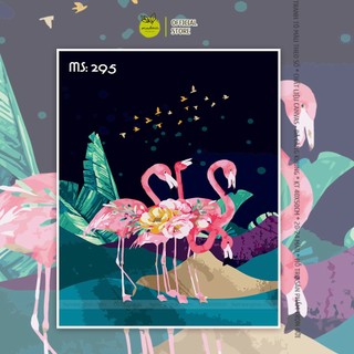 Tranh tô màu 40x50cm có khung Hạc đêm T295