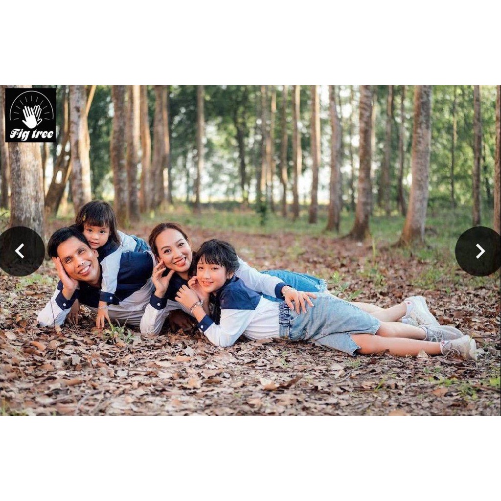 Set Áo Sơ Mi Gia Đình Fig Tree Màu Trắng phối Xanh siêu xịn - mịn (Kèm feedback)