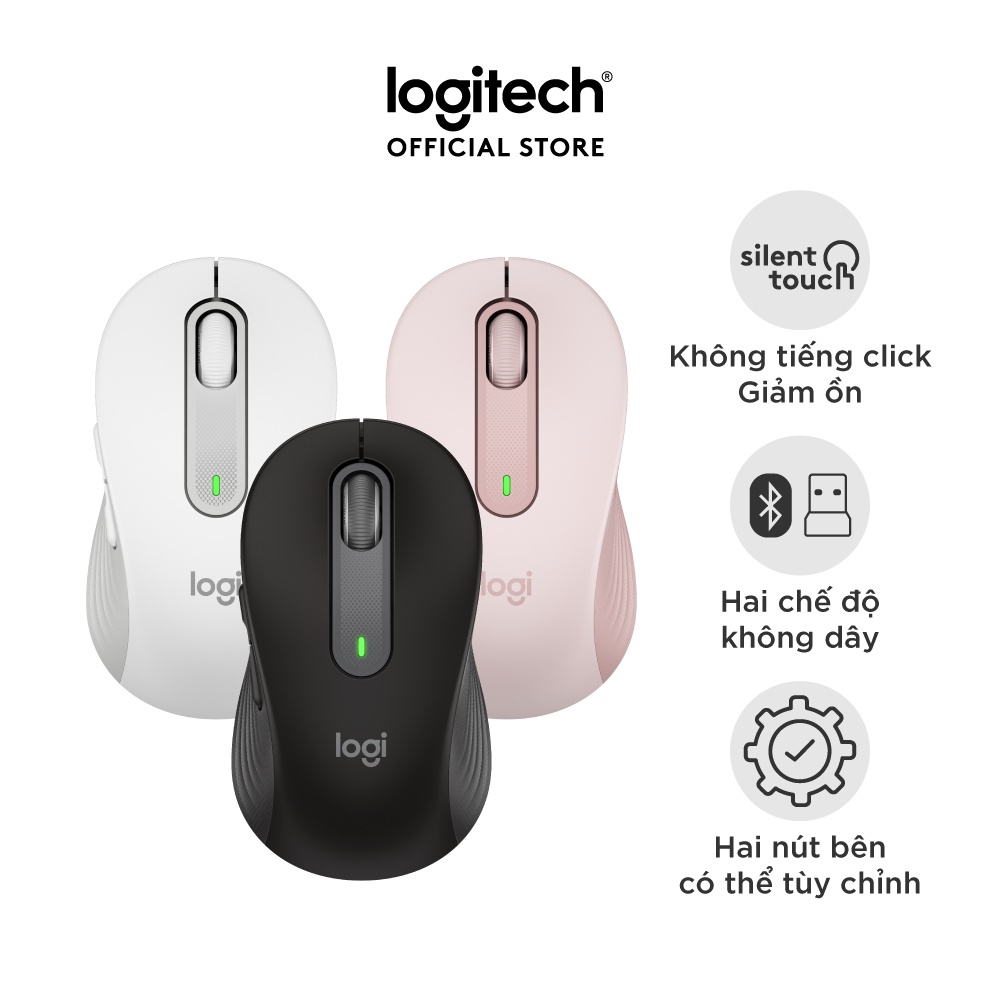 [Mã ELCL7 giảm 7% đơn 300K] Chuột không dây bluetooth Logitech Signature M650- SmartWheel, giảm ồn, tùy chỉnh các nút