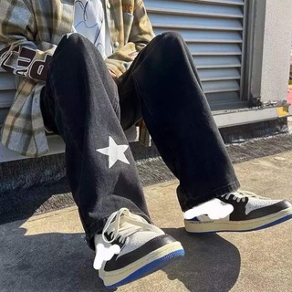 Quần Jeans Baggy Nam Nữ Thêu Ngôi Sao From Rộng Dáng Suông, Chất Bò Màu Đen Xanh, Thời Trang Unisex Phong Cách Hàn Quốc
