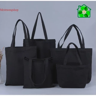 [Màu Đen Giá sỉ] Túi vải bố, Túi vải Canvas trơn màu Đen trơn không họa tiết nhiều lựa chọn