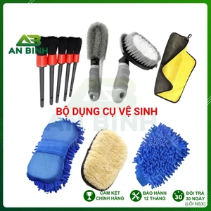 Bộ Dụng Cụ Rửa Ô Tô Xe Máy Nhiều Món Găng Tay, Bộ 5 Cọ Rửa, Bàn Chải, Khăn Lau - An Bình Auto