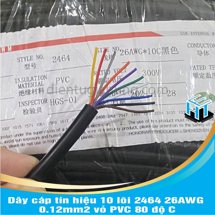 [1 Mét] Dây cáp tín hiệu 10 lõi 2464 26AWG 0.12mm2 vỏ PVC 80 độ C ...