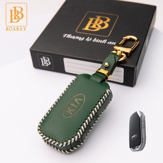 Bao Da Chìa Khóa Ô Tô KIA Cerato 2019 - 2021 (Chìa cạnh 3 nút) Da Bò thật hàng cao cấp bảo hành 2 năm về da