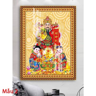 Tranh Treo Tường Thần Tài - Phật Di Lặc - Tranh Treo Phòng Thờ Laminate Tráng Gương